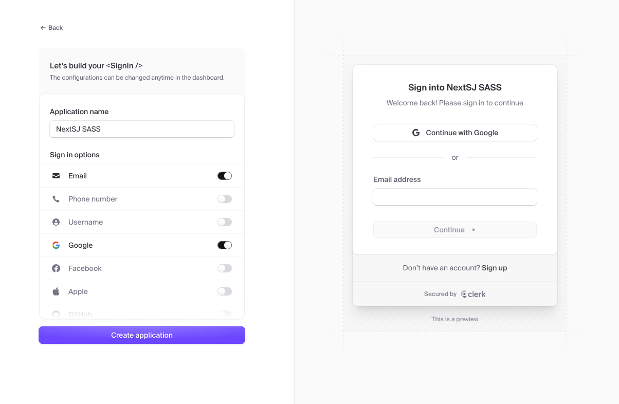 Sign card setup